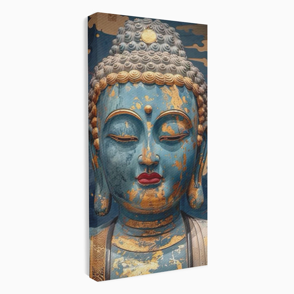 Tablou canvas cu tablou canvas cu chipul lui buddha, fara rama, pe sasiu de lemn